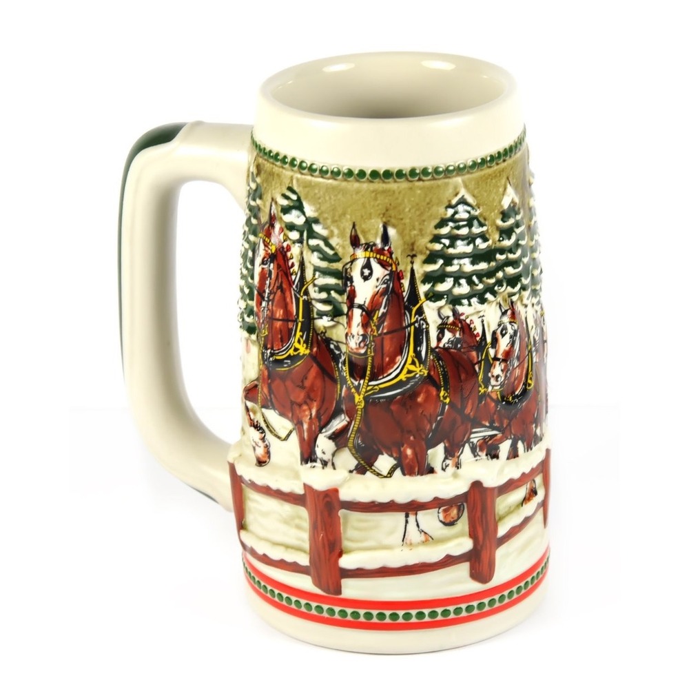 Vintage‎ 1984 Budweiser Holiday Stein Anheuser-Busch Clydesdales Ceramarte CS62